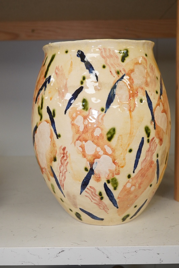 Patricia Low - a studio pottery vase, signed and dated ‘87, 24cm high. Condition - good.